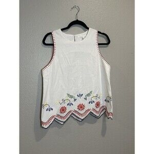 Endless Rose Artsy Embroidered Scallop Hem Tunic Mexican Folk Cottagecore Top L